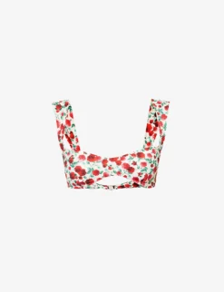 Magda Butrym Floral-pattern Sweetheart-neck Bikini Top