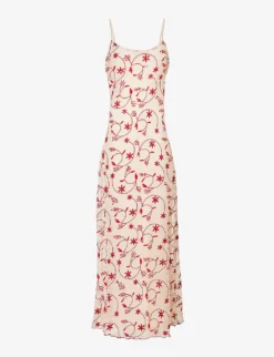 Mykonos Floral-embroidered Woven Maxi Dress