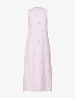 SISTER JANE Dream Angel Fish-embellished Woven-blend Midi Dress