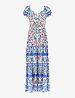 Paisley-print Flared-hem Woven Midi Dress