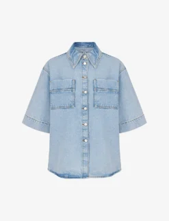 Giana Patch-pocket Oversized Organic-cotton Denim Shirt