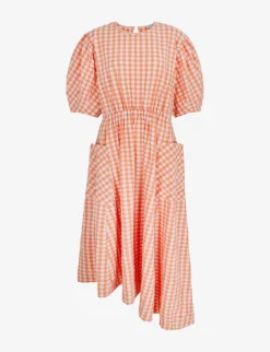 Harlin Checked Organic Cotton-blend Midi Dress