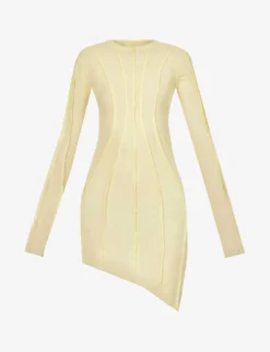 Asymmetric Raw-hem Stretch-woven Mini Dress