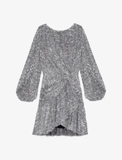 Maje Rillisa Long-sleeve Sequin-embellished Woven Mini Dress