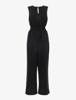 Whistles Danny Shirred-waist Sleeveless Linen Jumpsuit