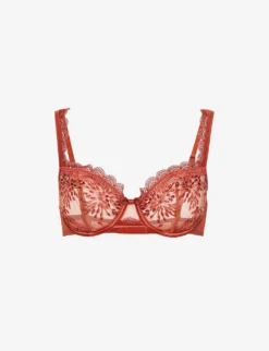 Simone Perele Singuliere Floral-embroidered Half-cup Bra