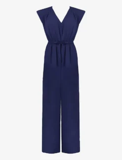 Shirred-waist Wide-leg EcoVero Viscose-blend Jumpsuit