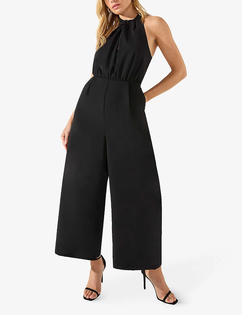Sophia Twisted-neckline Wide-leg Crepe Jumpsuit - Image 2