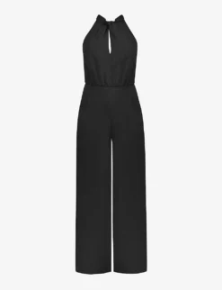 Sophia Twisted-neckline Wide-leg Crepe Jumpsuit