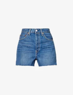 RE/DONE 50s Raw-hem Mid-rise Denim Shorts