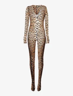 Roberto Cavalli Leopard-print Slim-fit Stretch-woven Jumpsuit