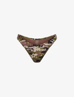 Tanga Mid-rise Camouflage-print Recycled Stretch-nylon Bikini Bottoms