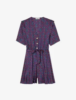 Sandro Curry Graphic-print Satin Jumpsuit