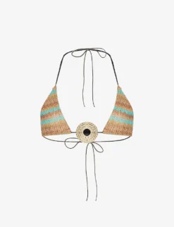 Jaded London Disc-embellished Zigzag Knitted Bikini Top