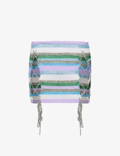 Jaded London Drift Striped Knitted Mini Skirt