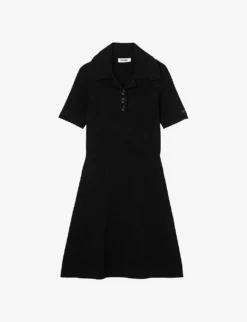 Sandro Cordoba Polo-neck Recycled-blend Knitted Mini Dress