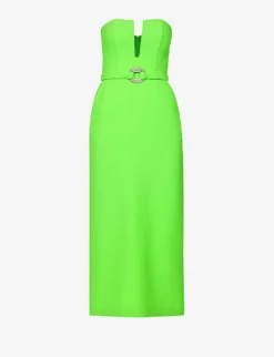 Strapless Buckle-embellished Stretch-woven Midi Dress