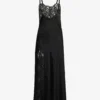 Floral-lace Split-hem Silk Maxi Dress