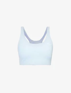 Logo-print Scoop-neck Stretch-woven Bra