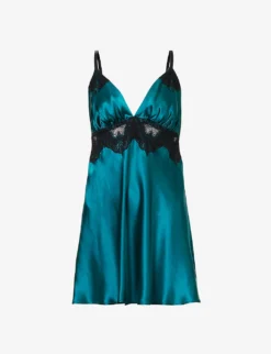Lace-embellished Flared-hem Silk Nightdress
