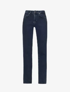 7 For All Mankind Tess Belt-loop High-rise Straight-leg Stretch-denim Jeans